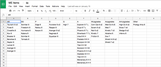 I had to make a spreadsheet to sell items in bulk